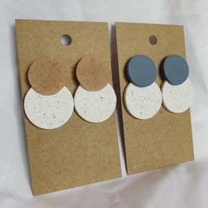 Handmade Clay Earrings: double stacked studs
